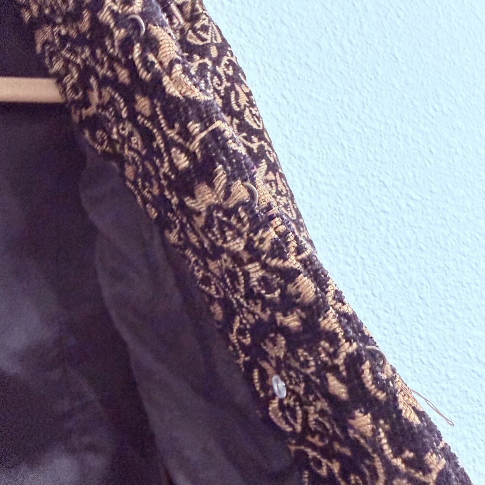 Free People Military Brocade Cropped Jacket Black Gold Jacquard Size 4 Baroque - Picture 9 of 12